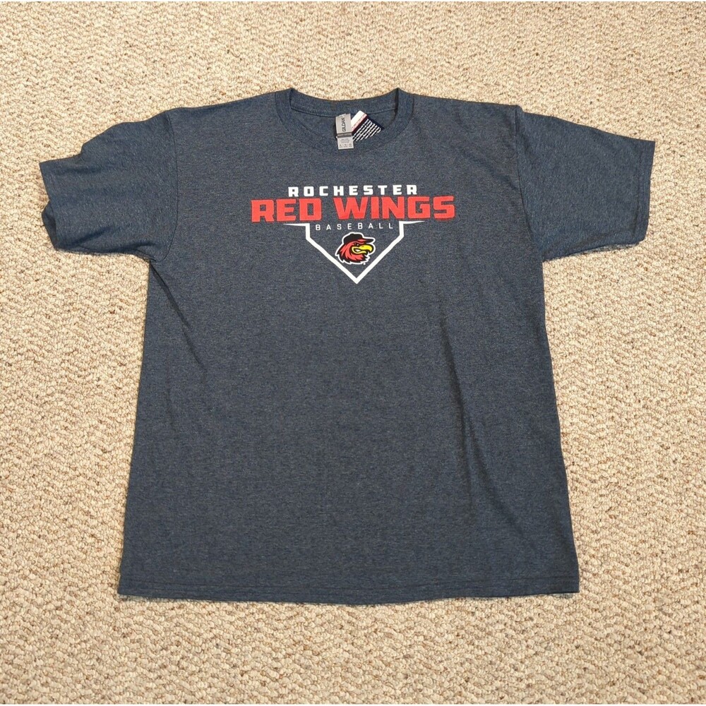 Rochester Red Wings T Shirt Youth XL Gray Minor League Baseball Spikes Mascot
